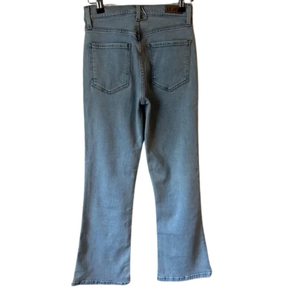 New Le Jean Bella Crop Flare Jeans Light Blue size 32 lightwash denim high rise - Picture 3 of 9